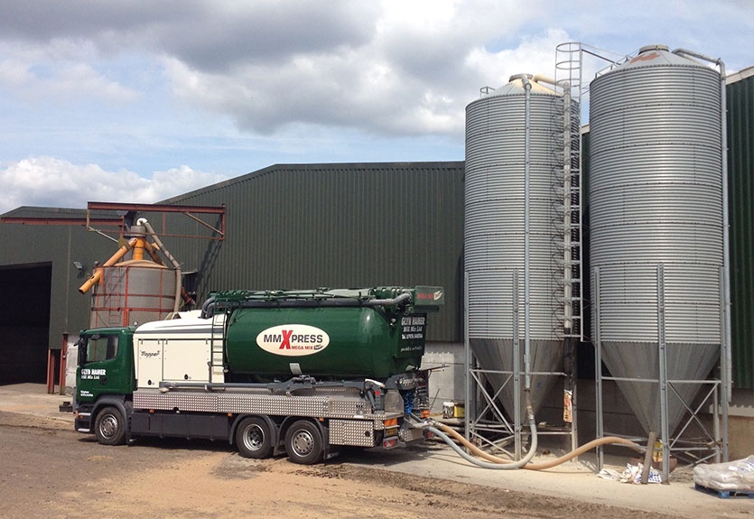 Blowing Pig Feed directly into a silo